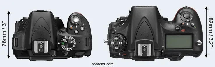 Compare D3300 versus D810 top