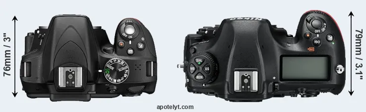Compare D3300 versus D850 top