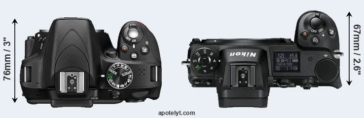 Compare D3300 versus Z6 top