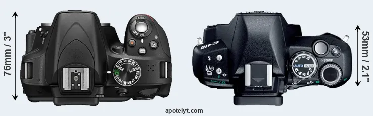 Compare D3300 versus E-410 top