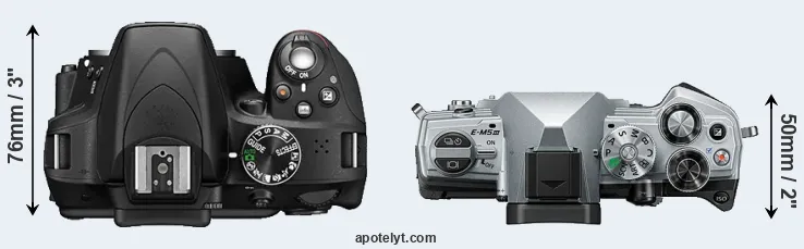 Compare D3300 versus E-M5 III top