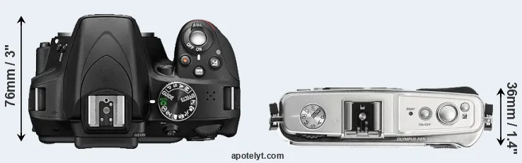 Compare D3300 versus E-P1 top