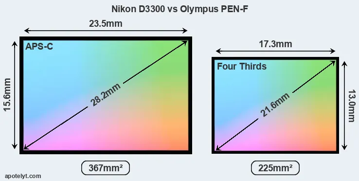 Nikon D3300 and Olympus PEN-F sensor measures