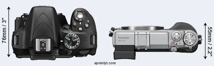 Compare D3300 versus GX7 top
