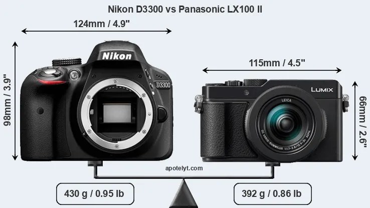 Size Nikon D3300 vs Panasonic LX100 II
