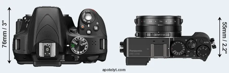 Compare D3300 versus LX100 top