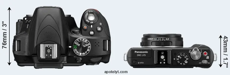 Compare D3300 versus LX5 top