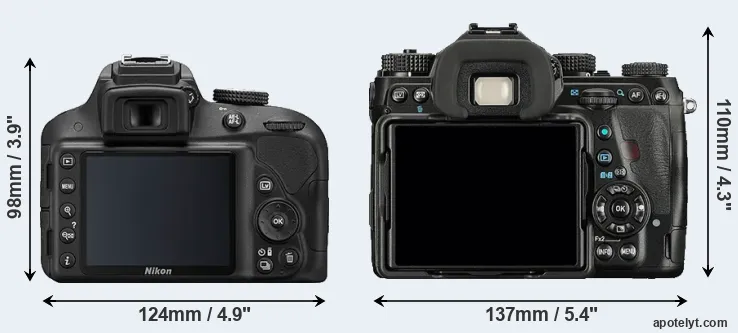 Comparison D3300 or K-1 rear
