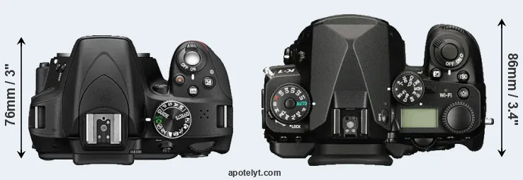 Compare D3300 versus K-1 top