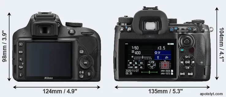 Comparison D3300 or K-3 III rear