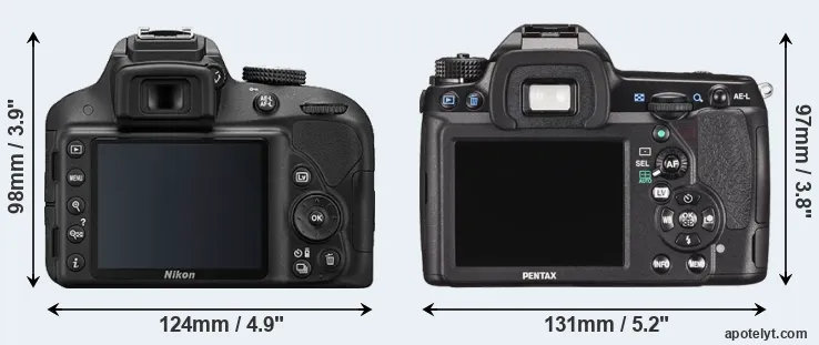 Comparison D3300 or K-5 II rear