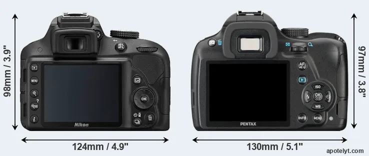 Comparison D3300 or K-50 rear