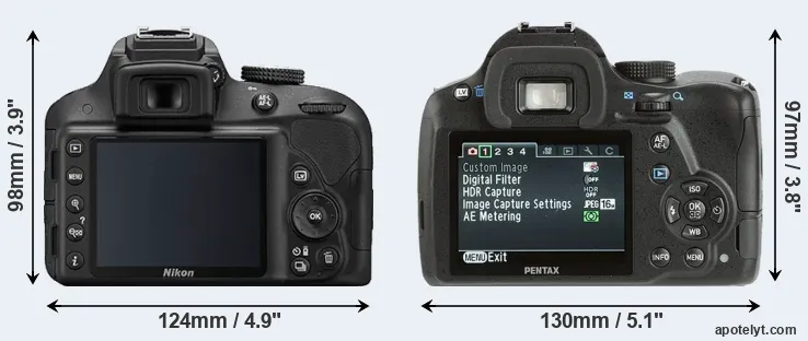 Comparison D3300 or K-500 rear