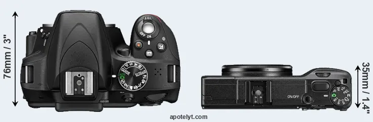 Compare D3300 versus GR II top