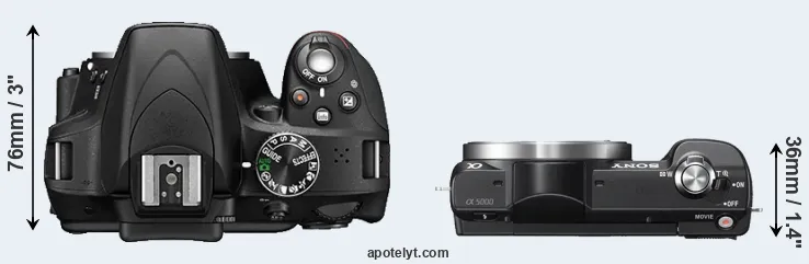 Compare D3300 versus A5000 top