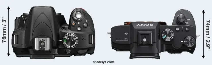 Compare D3300 versus A7 III top