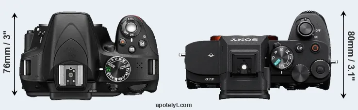 Compare D3300 versus A7 IV top
