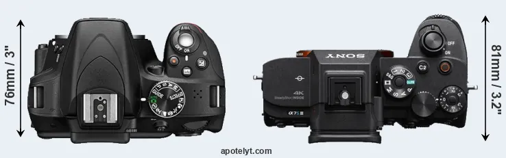 Compare D3300 versus A7S III top