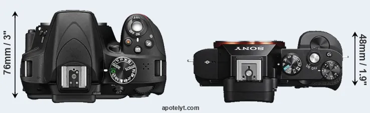 Compare D3300 versus A7S top