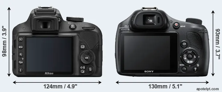 Comparison D3300 or HX400V rear