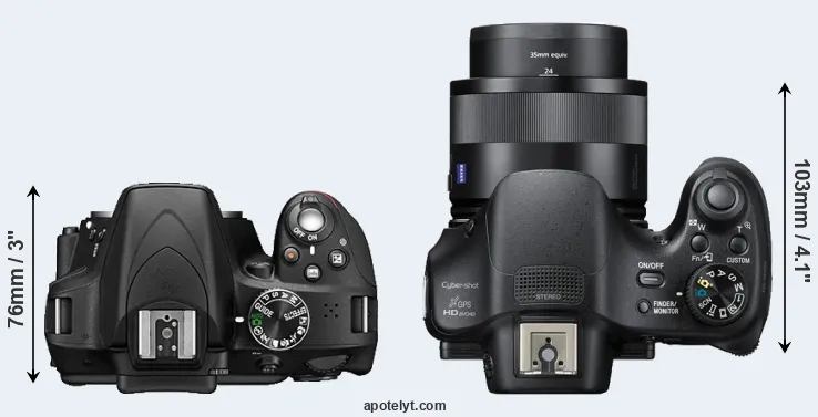 Compare D3300 versus HX400V top