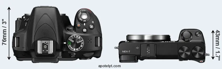 Compare D3300 versus NEX-7 top