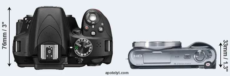Compare D3300 versus NEX-C3 top