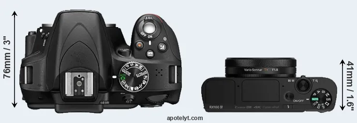 Compare D3300 versus RX100 IV top