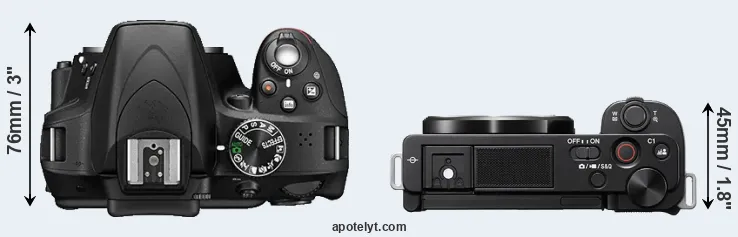 Compare D3300 versus ZV-E10 top