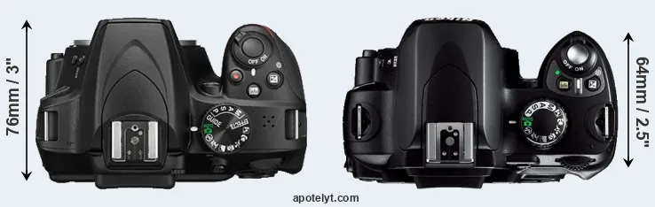 Compare D3400 versus D40 top