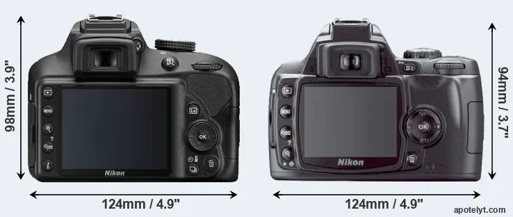 Comparison D3400 or D40X rear