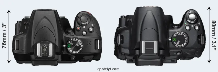 Compare D3400 versus D5000 top