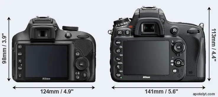 Comparison D3400 or D610 rear