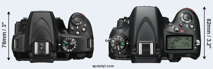 Compare D3400 versus D610 top