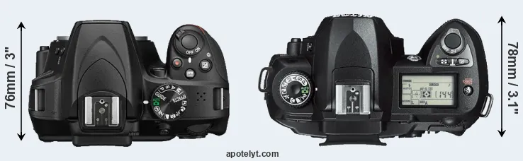 Compare D3400 versus D70s top