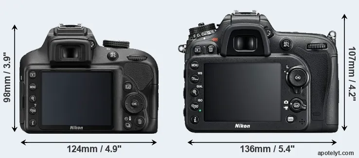 Comparison D3400 or D7200 rear