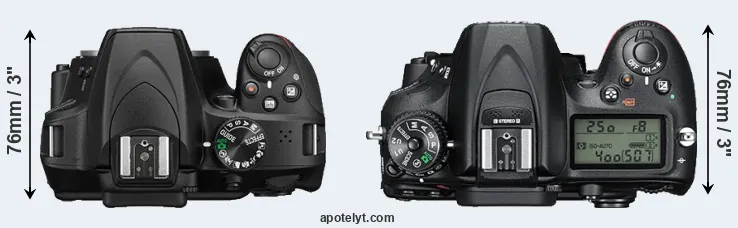 Compare D3400 versus D7200 top