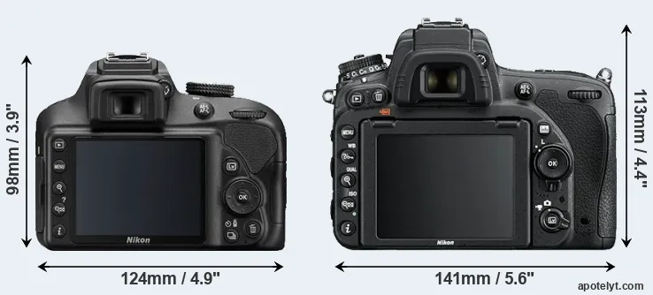 Comparison D3400 or D750 rear