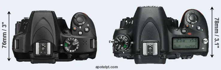 Compare D3400 versus D750 top