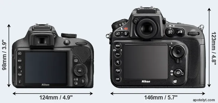 Comparison D3400 or D800E rear