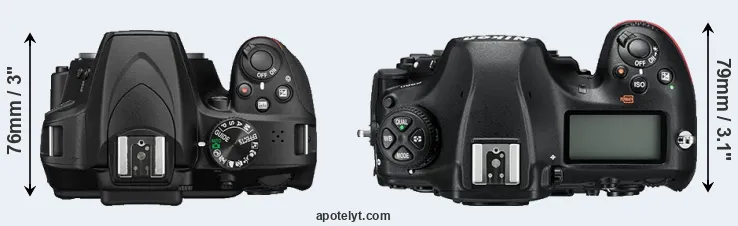 Compare D3400 versus D850 top