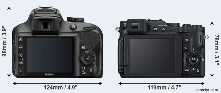Comparison D3400 or P7800 rear