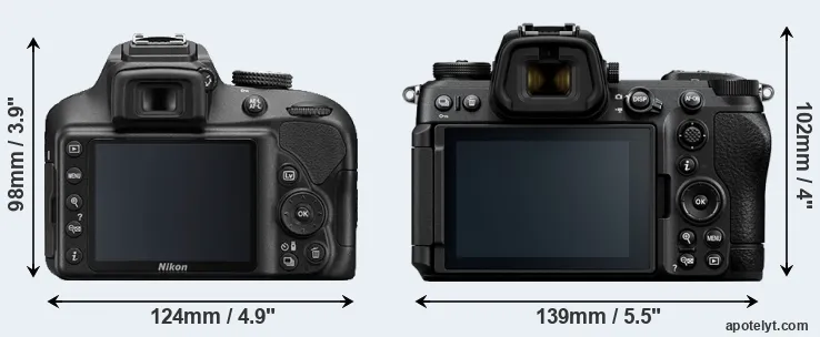 Comparison D3400 or Z6 III rear