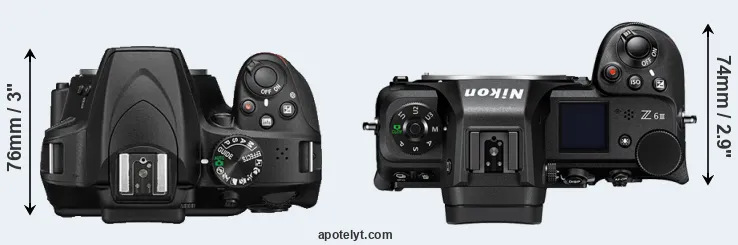 Compare D3400 versus Z6 III top