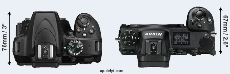 Compare D3400 versus Z6 top