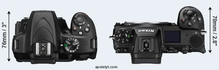 Compare D3400 versus Z7 II top