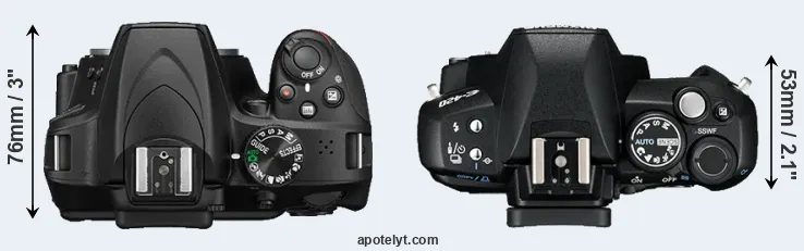 Compare D3400 versus E-420 top