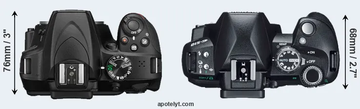 Compare D3400 versus E-510 top