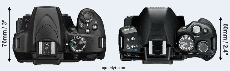 Compare D3400 versus E-600 top