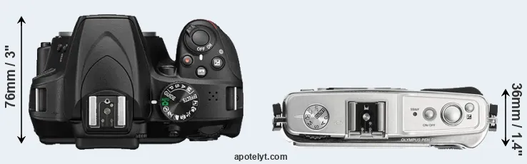 Compare D3400 versus E-P1 top